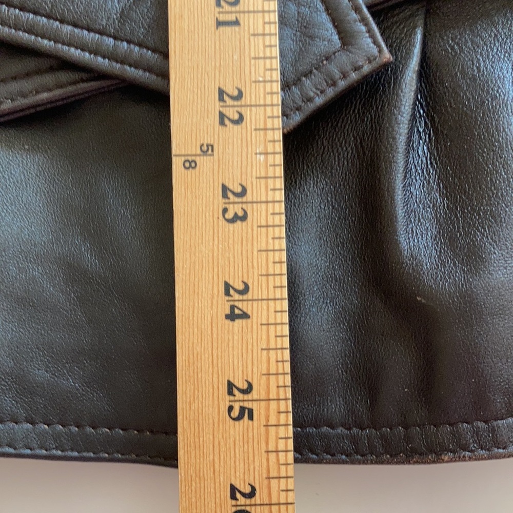 Chocolate Brown Leather Belted Jacket - Picture 9 of 16